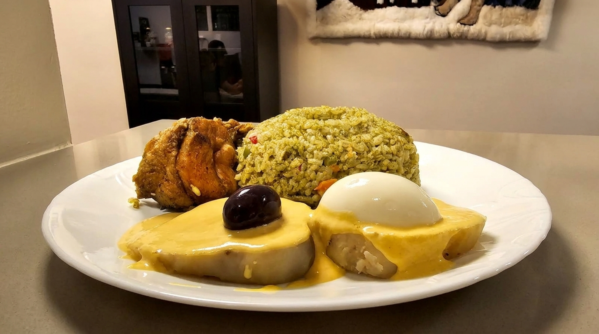 Duo Arroz con Pollo y papa a la Huancaina $19.95